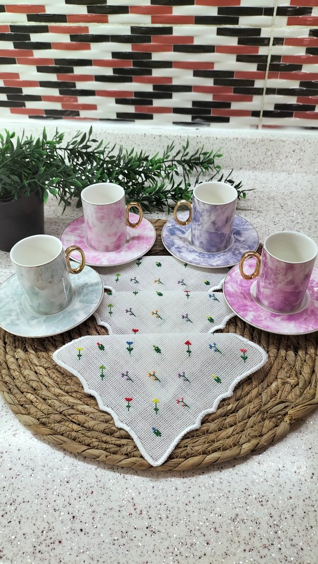 Nakışlı Çok Renkli Sunum Peçetesi - Görsel 3