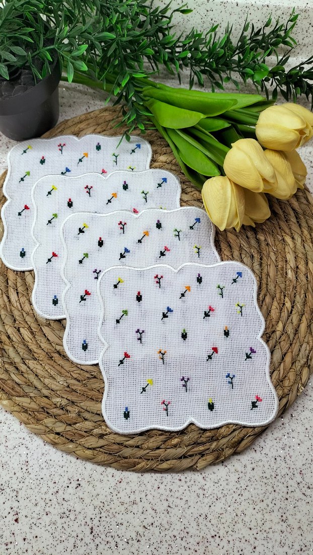 Nakışlı Çok Renkli Sunum Peçetesi - Görsel 4