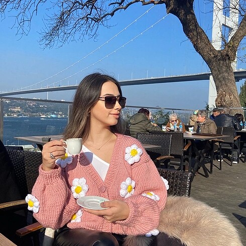 Örgü papatya kazak - Görsel 2