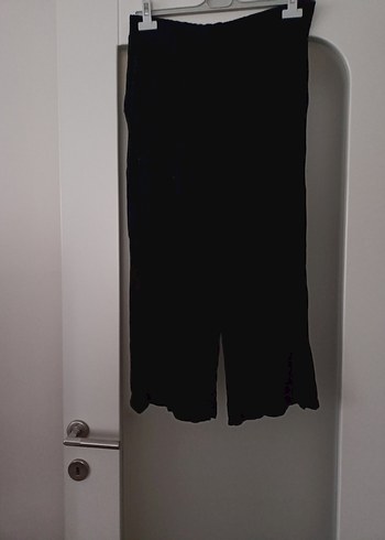 Siyah Salaş Midi Kadın Kumaş Pantolon