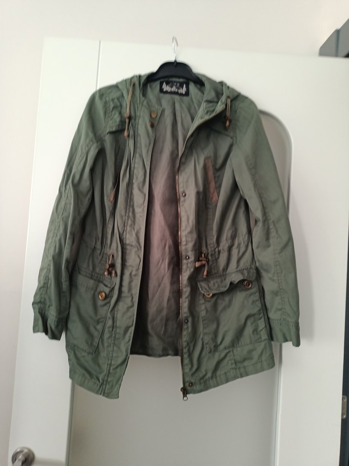 Düğmeli Midi Yeşil Kadın kaban - Görsel 4