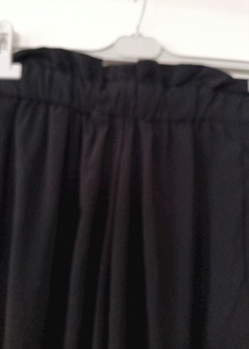 s Beden Siyah Saten Kemerli Kadın Pantolon