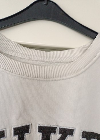 H&M Nike Beyaz Baskılı Pamuklu Sweatshirt
