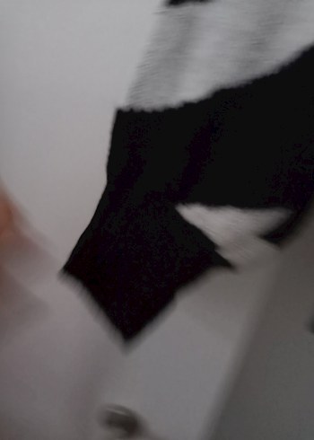 xl Beden Gri Zebra Desenli Salaş Örgü Kazak