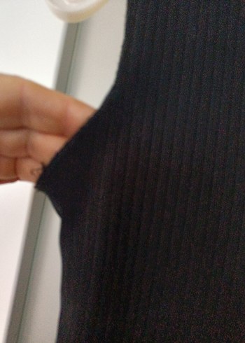 Koton Süet Düğmeli Siyah V Yaka Mini Bluz