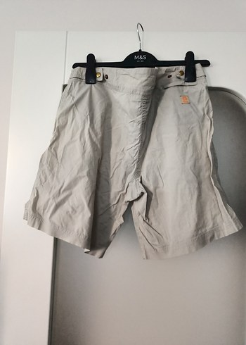 Bej Kemerli Erkek Keten Şort - Görsel 5