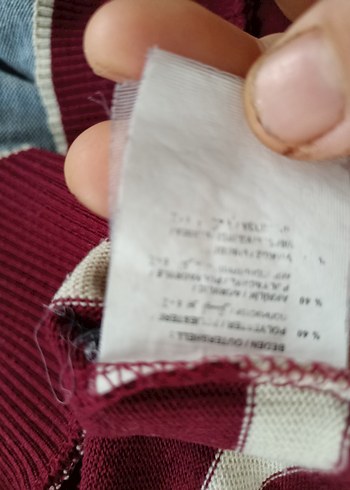 Bordo Çizgili Düğmeli İnce Hırka - Görsel 4