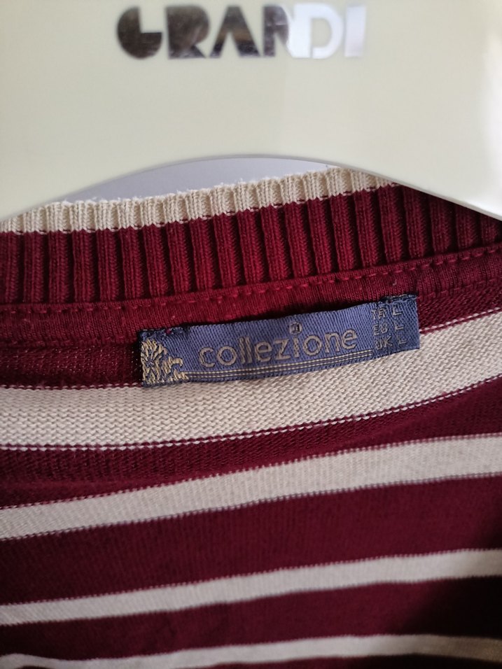 Bordo Çizgili Düğmeli İnce Hırka - Görsel 3