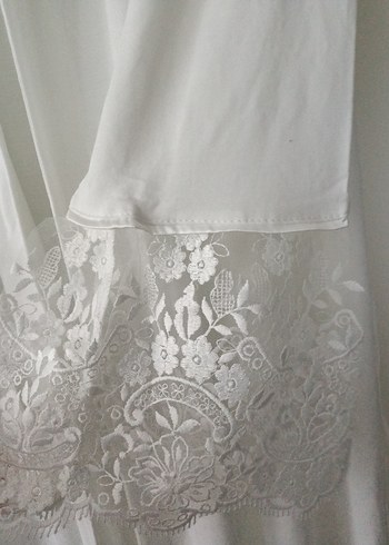 Nakış Detaylı Beyaz Uzun Kadın Sabahlık - Görsel 7