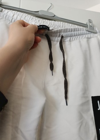 Beyaz Baskılı Rahat Kesim Kadın Eşofman Altı - Görsel 5