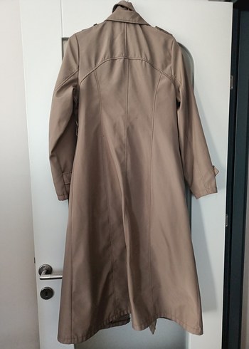 Bej Uzun Kadın Trençkot Kemerli - Görsel 9