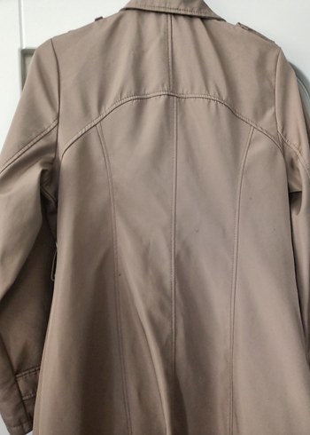 Bej Uzun Kadın Trençkot Kemerli - Görsel 12