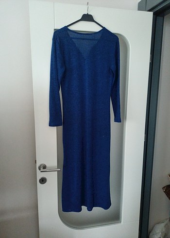 Düğmeli Lacivert Uzun Keten hırka - Görsel 7