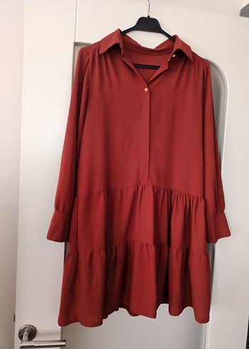 Bordo Renk Volanlı Uzun Kollu Midi Tunik - Görsel 7