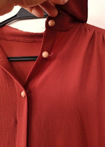 Bordo Renk Volanlı Uzun Kollu Midi Tunik - Görsel 3