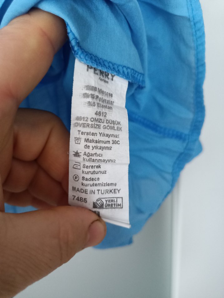 Mavi Keten Bohem Kadın Gömlek - Görsel 5