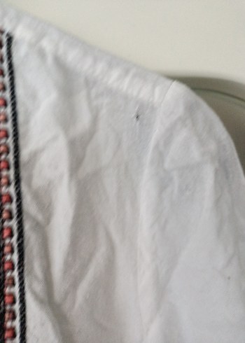 m Beden beyaz Renk Nakışlı Bohem Kısa Kollu Kadın Bluz