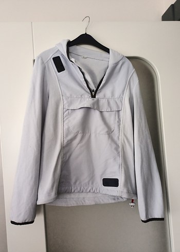 Gri Kapüşonlu Kadın Spor Ceket - Görsel 2