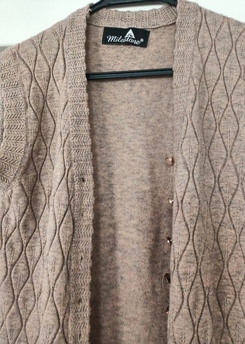 Bej Triko Midi Kolsuz Yelek - Görsel 14