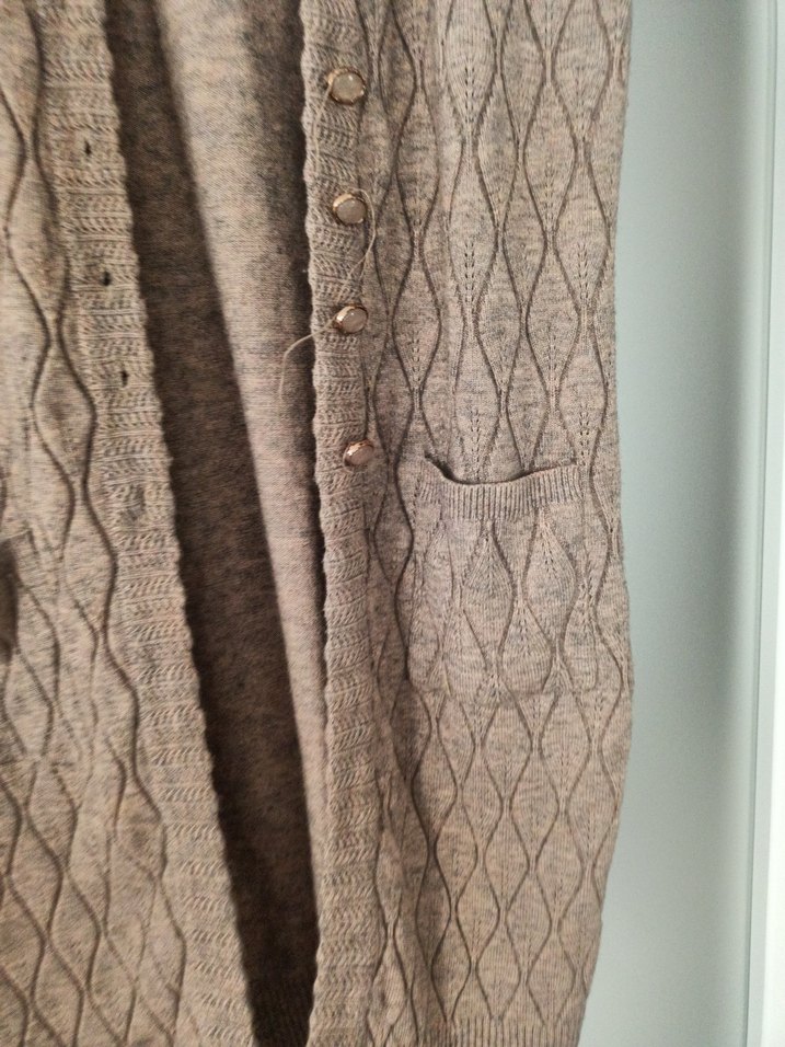 Bej Triko Midi Kolsuz Yelek - Görsel 2