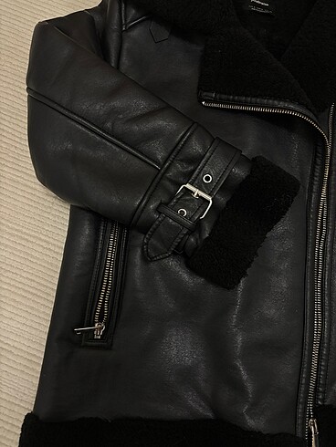 l Beden Stradivarius içi kürklü biker mont ceket