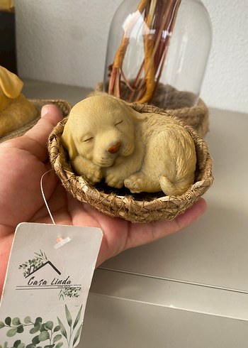 Hasır Sepetlerde Kahverengi Köpek Figürleri - Görsel 7