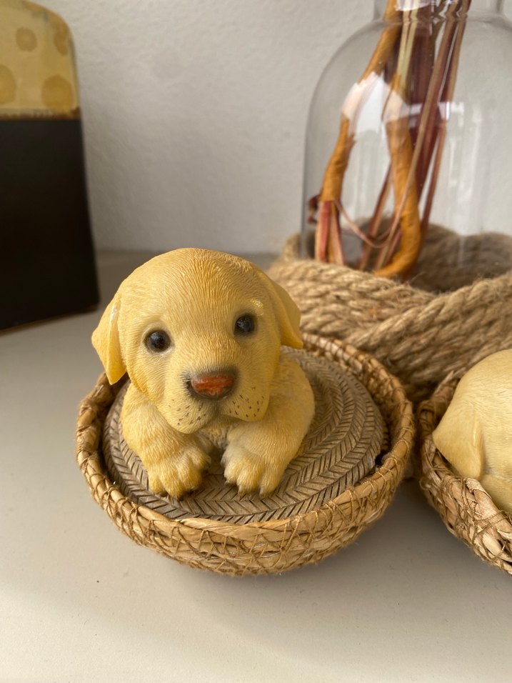 Hasır Sepetlerde Kahverengi Köpek Figürleri - Görsel 2