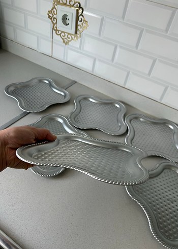 Gri Düz Desen Altıgen tepsi - Görsel 5