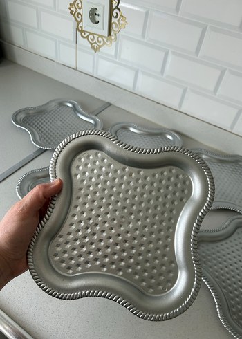 Gri Düz Desen Altıgen tepsi - Görsel 4