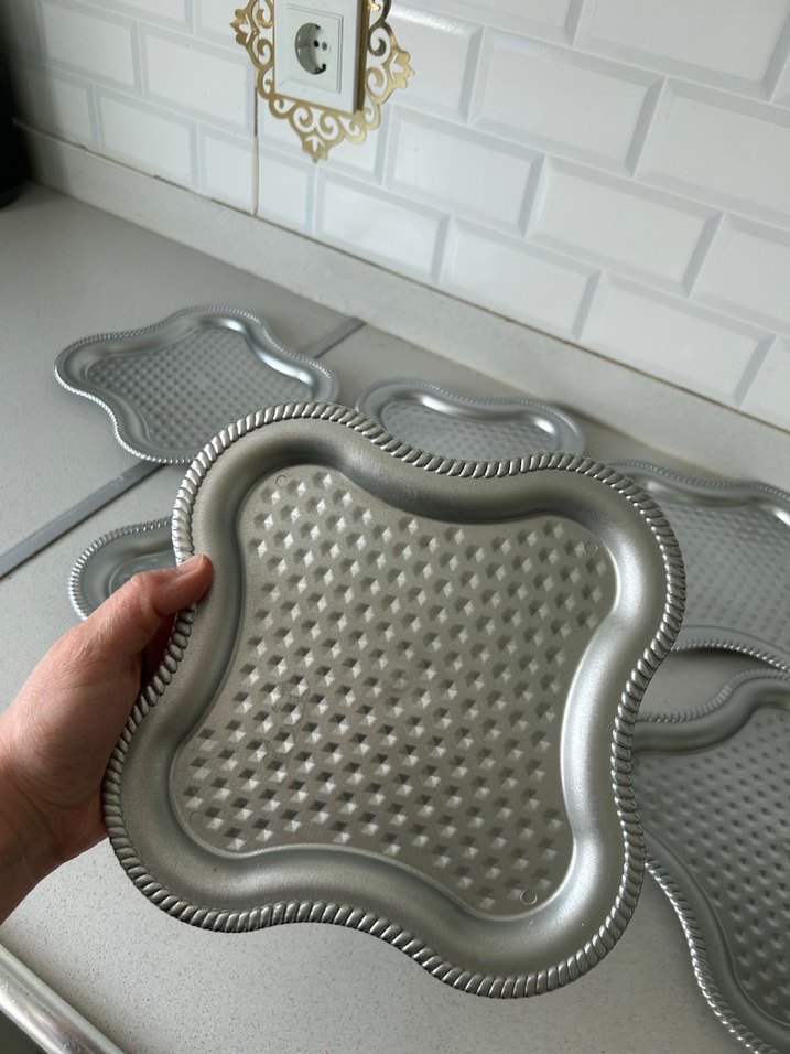 Gri Düz Desen Altıgen tepsi - Görsel 4