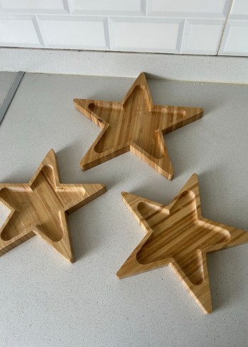 Parlak Bej Yıldız Ahşap sunumluk - Görsel 4