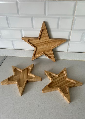 Parlak Bej Yıldız Ahşap sunumluk - Görsel 3