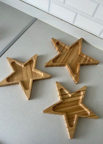 Parlak Bej Yıldız Ahşap sunumluk - Görsel 5