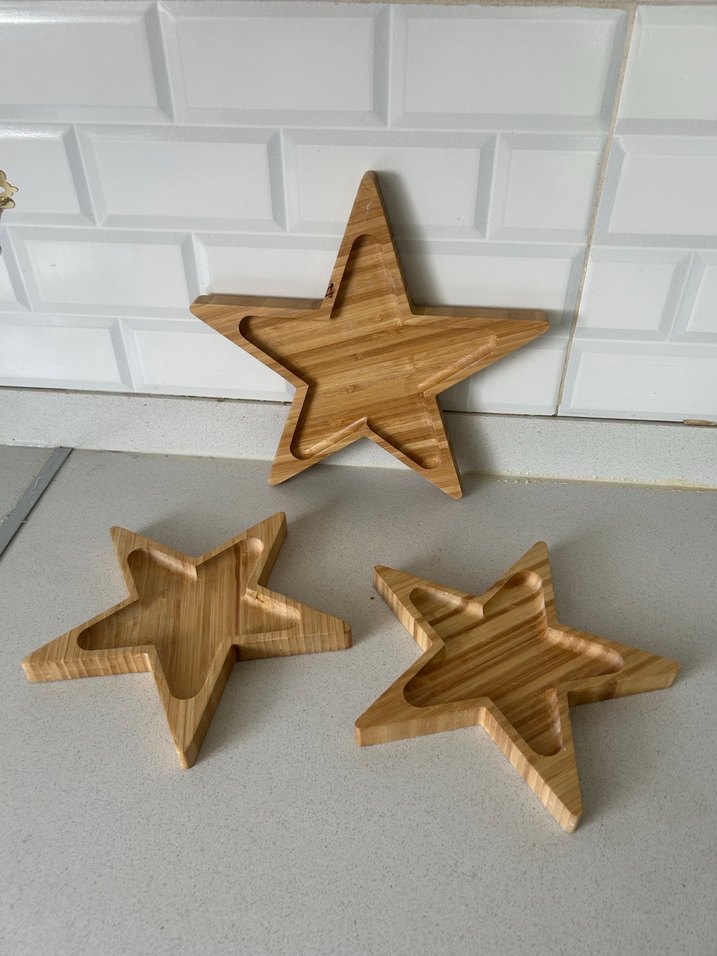 Parlak Bej Yıldız Ahşap sunumluk - Görsel 3
