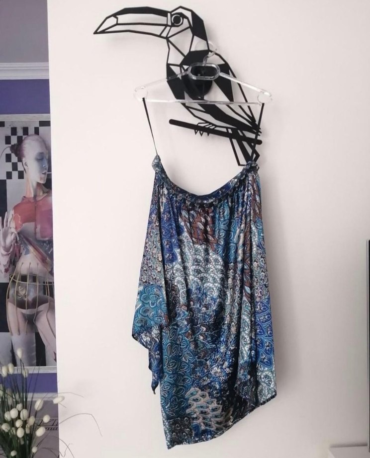 Bohem Mavi Straplez Midi Elbise - Görsel 4