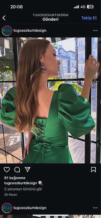 Özel dikim balon kol abiye