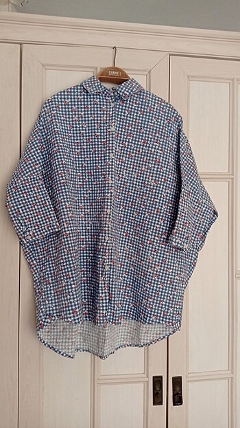 Oversize yazlık çiçekli kadın gömlek 