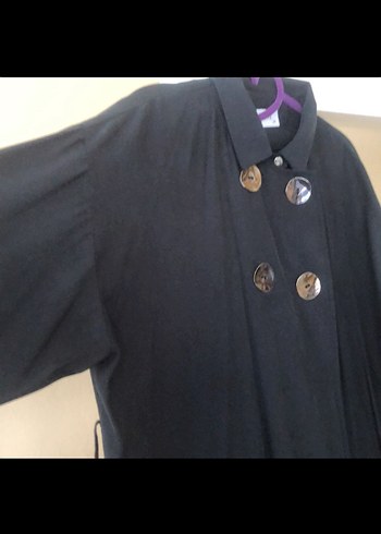 Kadın Siyah Uzun Düğmeli Goth Kaban - Görsel 3