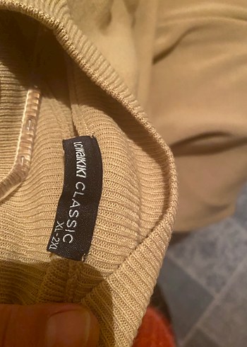 Bej Düğmeli Boğazlı Midi Triko Kadın Kazak - Görsel 5