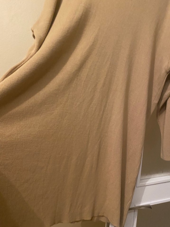 Bej Düğmeli Boğazlı Midi Triko Kadın Kazak - Görsel 2