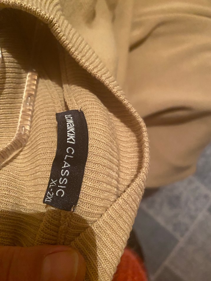 Bej Düğmeli Boğazlı Midi Triko Kadın Kazak - Görsel 5