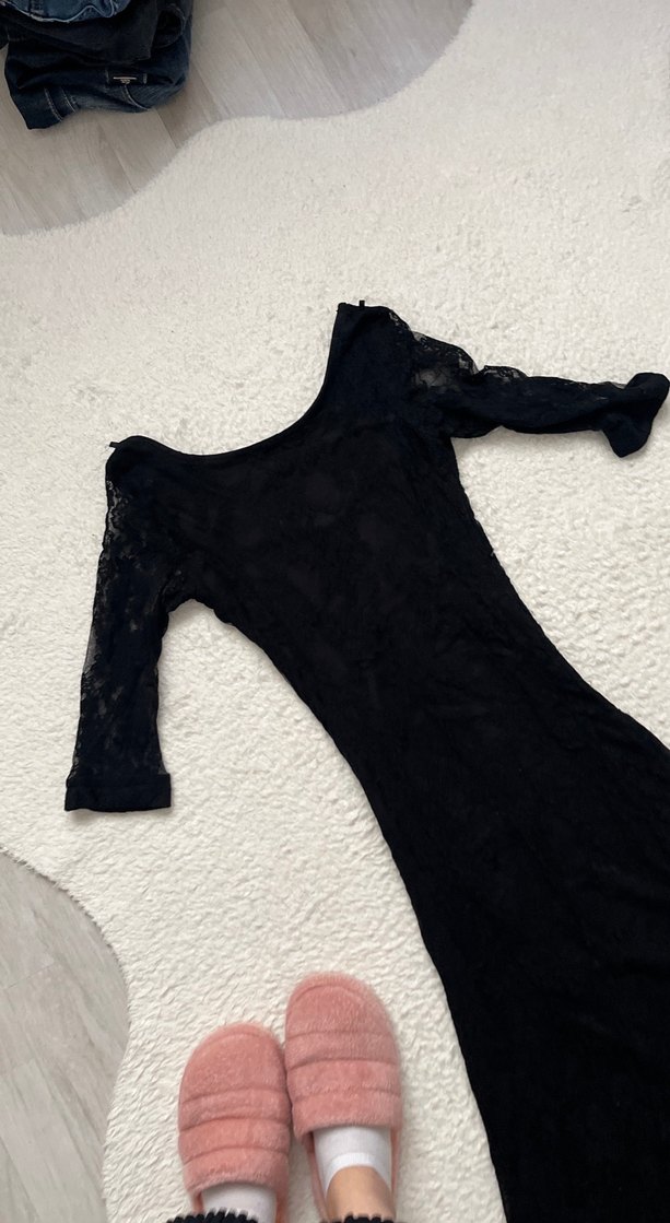 Siyah Dantel Detaylı Uzun Gotik Elbise abiye 36 38 uygundur - Görsel 5