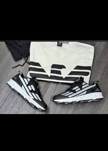 Emporio Armani Lacivert Elastik Erkek Spor Ayakkabı ithal kalite - Görsel 2