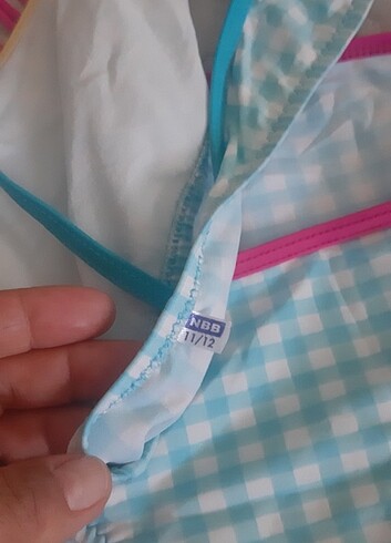 11-12 Yaş Beden Çocuk bikini kareli mabi mor beyaz mayo mayokini fırfırlı turkua