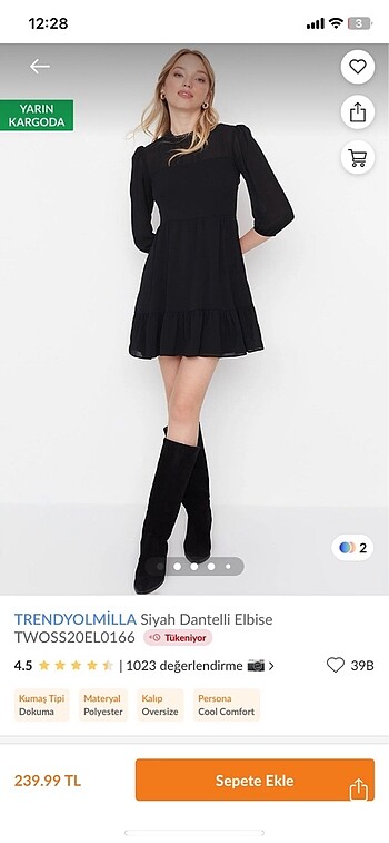 Trendyolmilla siyah dantelli elbise
