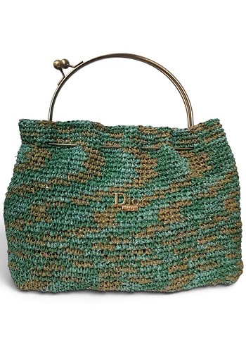 Dior Handmade Dior Ebruli Yesil Hasir Canta