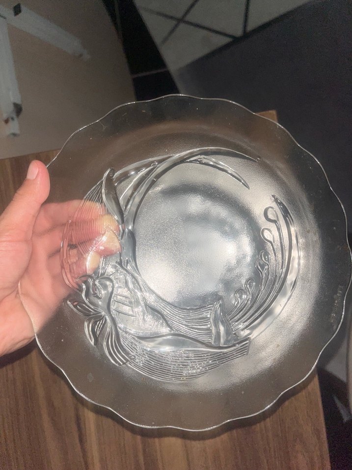 kabartma desenli cam servis tabağı - Görsel 2