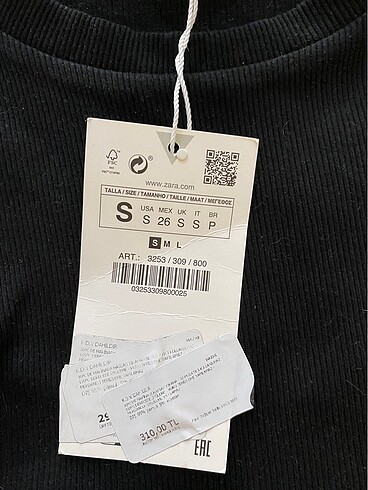 s Beden siyah Renk ZARA SİYAH CROP