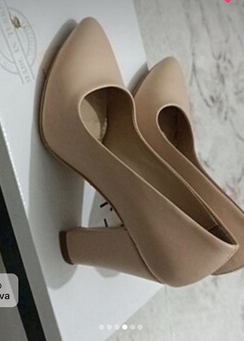 Bej Kadın Blok Topuklu Stiletto - Görsel 5