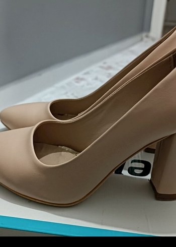 Bej Kadın Blok Topuklu Stiletto - Görsel 2